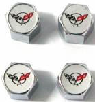 Click Here For Full Product Info 105034 CAP SET-WHEEL-VALVE STEM-WITH C5 LOGO-CHROME-4 PIECES-97-04
