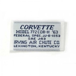 Click Here For Full Product Info E13919 LABEL-SEAT BELT-ORIGINAL STYLE WOVEN CORVETTE-E64-