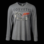 E15531 SHIRT-LONG SLEEVE-GREY-CORVETTE DECALS-BLENDED COTTON-NO LONGER AVAILABLE