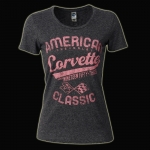 Click Here For Full Product Info E15610 SHIRT-LADIES-JUNIORS-AMERICAN CLASSIC CORVETTE-BLENDED COTTON-HEATHER BLACK