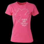 Click Here For Full Product Info E15611 SHIRT-LADIES-JUNIORS-CORVETTE HIP HEART C6 LOGO-BLENDED COTTON-HEATHER HOT PINK