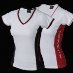 Click Here For Full Product Info E15649 SHIRT-LADIES-CORVETTE SIDE PANEL V-NECK-RED