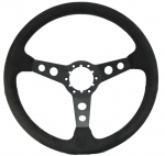 Click Here For Full Product Info E16375 WHEEL-STEERING-BLACK SUEDE-BLACK SPOKE WITH HOLES-63-82 TEMPORARILY UNAVAILABLE