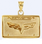 Click Here For Full Product Info E19394 JEWELRY-LICENSE PLATE-14K GOLD PLATE OVER .925 STERLING SILVER-CORVETTE C6 EMBLEM