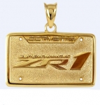 Click Here For Full Product Info E19395 JEWELRY-LICENSE PLATE-14K GOLD PLATE OVER .925 STERLING SILVER-CORVETTE C6-ZR1