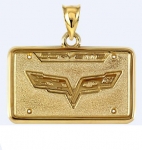 Click Here For Full Product Info E19397 JEWELRY-LICENSE PLATE-14K GOLD PLATE OVER .925 STERLING SILVER-CORVETTE CENTENNIAL