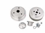 Click Here For Full Product Info E23950 PULLEY KIT-ALUMINUM-CLEAR POWDERCOATED-CHEVY-SMALL BLOCK-3 PC SET-84-91
