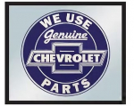 Click Here For Full Product Info E25113 GENUINE PARTS CHEVROLET SCREEN PRINTED FRAMED MIRROR-12X14