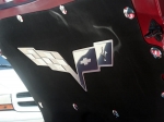 Click Here For Full Product Info E21766 Badge-Hood Liner-Stainless Steel-C6 Crossed Flags-05-13