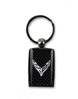 E25198 C8 CORVETTE CARBON FIBER MATERIAL AND GUNMETAL ACCENTS KEY CHAIN WITH SPLIT RING